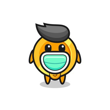 Maske takan güzel bir para birimi karikatürü tişört, çıkartma, logo elementi için şirin bir tasarım.