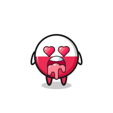 Para delisi bir Polonya bayrağı karakteri, tişört, çıkartma, logo elementi için şirin bir tasarım.