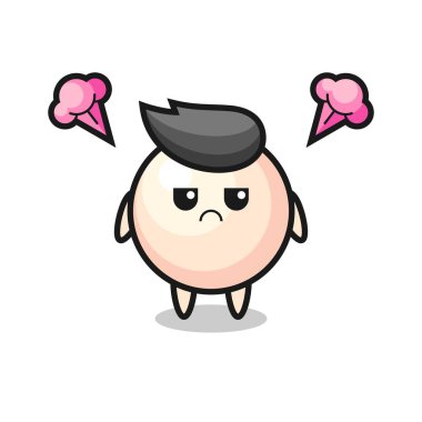 Şirin inci çizgi film karakterinin rahatsız edici ifadesi, tişört, etiket, logo elementi için şirin tarz tasarımı