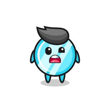 Tatlı ayna maskotunun şok olmuş yüzü, tişört, çıkartma, logo elementi için şirin bir tasarım.