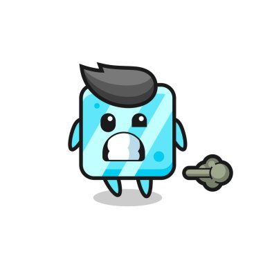 Buz küpü çizgi filminin osurması, tişört, çıkartma, logo elementi için şirin bir tasarım.