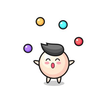 İnci sirk çizgi filmi, top hokkabazlığı, tişört, çıkartma, logo elementi için şirin bir tasarım.