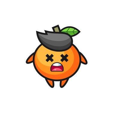 Ölü Mandarin Turuncu Maskot karakteri, Tişört, çıkartma, logo elementi için şirin bir tasarım