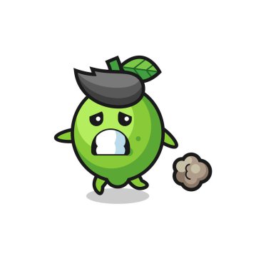 Korku içinde koşan kireç tasarımı, tişört, etiket, logo ögesi için şirin tasarım