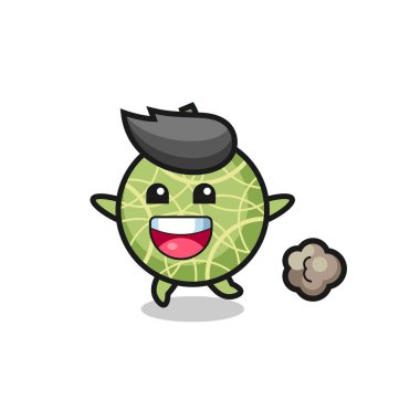 Koşu pozlu mutlu kavun meyve karikatürü, tişört, çıkartma, logo elementi için şirin tasarım.