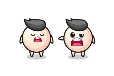 Tişört, çıkartma ve logo elementleri için şirin bir tasarım olan iki sevimli inci karakter arasındaki tartışmanın gösterimi