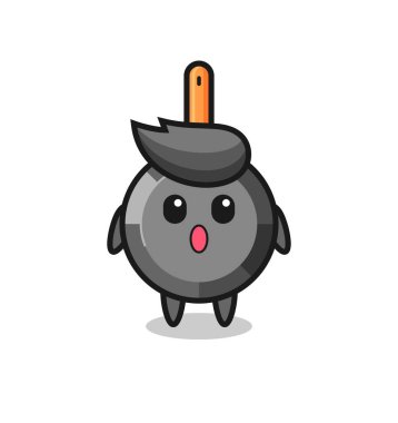 Tişört, çıkartma, logo elementi için şirin bir tasarım olan tava çizgi filminin hayret verici ifadesi