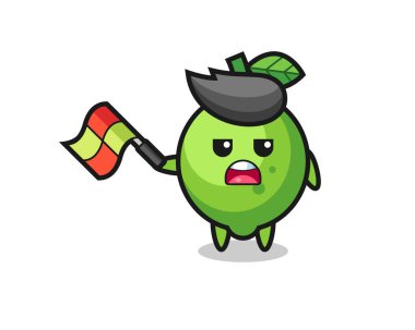 Çizgi film jürisi bayrağı 45 derecelik açıyla kaldırıyor. Tişört, çıkartma, logo elementi için şirin bir tasarım.