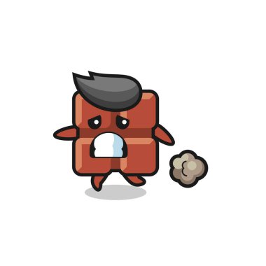 Korkuyla çalışan çikolatanın çizimi, tişört, çıkartma, logo elementi için şirin bir tasarım