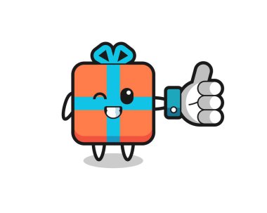 Sosyal medya sembollü şirin hediye kutusu, tişört, etiket, logo ögesi için şirin tasarım