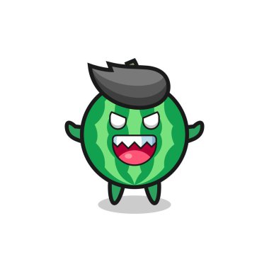 illustration of evil watermelon mascot character , cute style design for t shirt, sticker, logo element