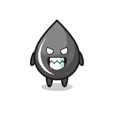 evil expression of the oil drop cute mascot character , cute style design for t shirt, sticker, logo element