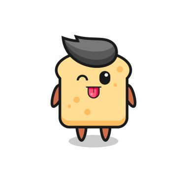 cute bread character in sweet expression while sticking out her tongue , cute style design for t shirt, sticker, logo element