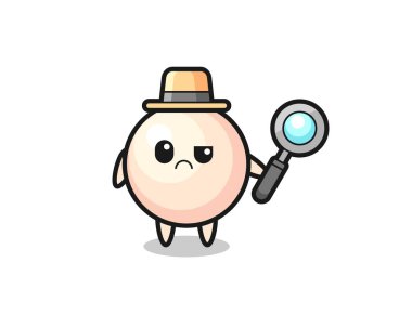 the mascot of cute pearl as a detective , cute style design for t shirt, sticker, logo element