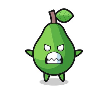 wrathful expression of the avocado mascot character , cute style design for t shirt, sticker, logo element