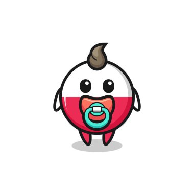 baby poland flag badge cartoon character with pacifier , cute style design for t shirt, sticker, logo element