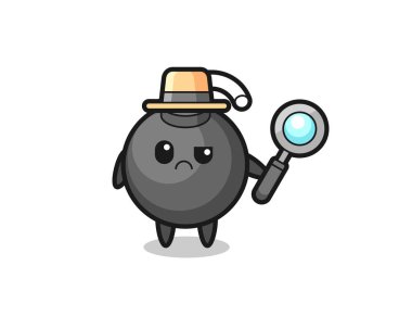 the mascot of cute bomb as a detective , cute style design for t shirt, sticker, logo element