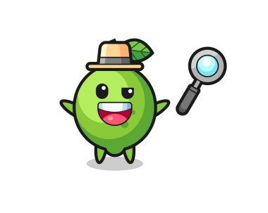 illustration of the lime mascot as a detective who manages to solve a case , cute style design for t shirt, sticker, logo element