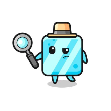ice cube detective character is analyzing a case , cute style design for t shirt, sticker, logo element