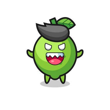 illustration of evil lime mascot character , cute style design for t shirt, sticker, logo element