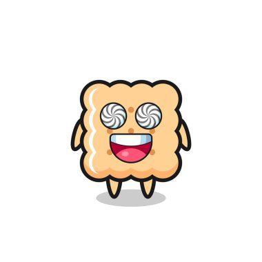 cute cracker character with hypnotized eyes , cute style design for t shirt, sticker, logo element