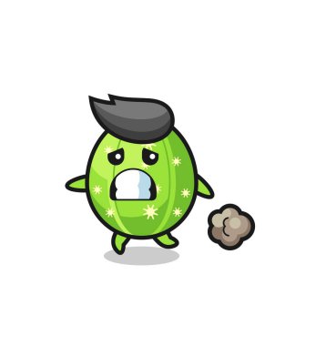 illustration of the cactus running in fear , cute style design for t shirt, sticker, logo element