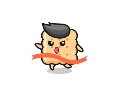 cute cracker illustration is reaching the finish , cute style design for t shirt, sticker, logo element