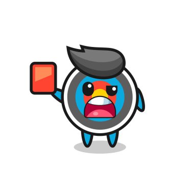 target archery cute mascot as referee giving a red card , cute style design for t shirt, sticker, logo element