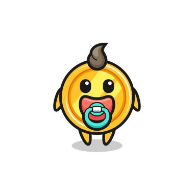 baby medal cartoon character with pacifier , cute style design for t shirt, sticker, logo element