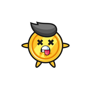 character of the cute medal with dead pose , cute style design for t shirt, sticker, logo element