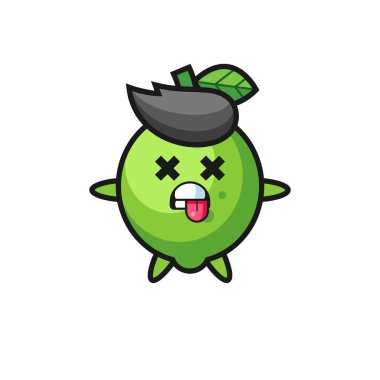 character of the cute lime with dead pose , cute style design for t shirt, sticker, logo element