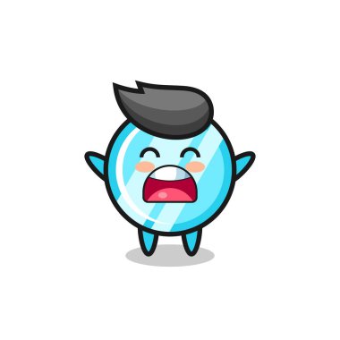 cute mirror mascot with a yawn expression , cute style design for t shirt, sticker, logo element