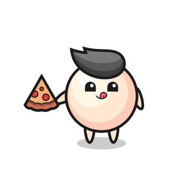 cute pearl cartoon eating pizza , cute style design for t shirt, sticker, logo element