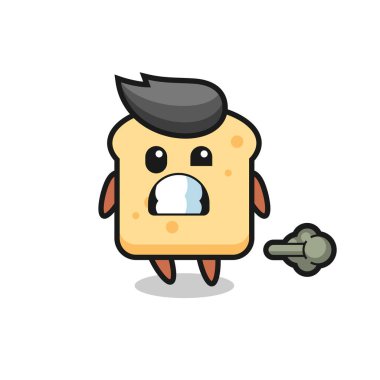 the illustration of the bread cartoon doing fart , cute style design for t shirt, sticker, logo element