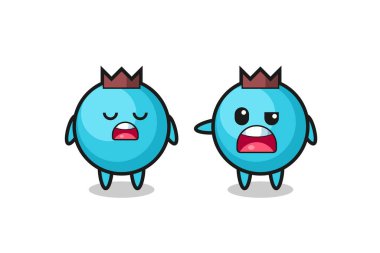 illustration of the argue between two cute blueberry characters , cute style design for t shirt, sticker, logo element