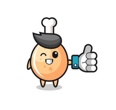 cute fried chicken with social media thumbs up symbol , cute style design for t shirt, sticker, logo element