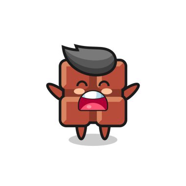 cute chocolate bar mascot with a yawn expression , cute style design for t shirt, sticker, logo element