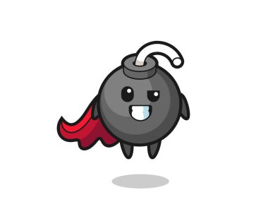 the cute bomb character as a flying superhero , cute style design for t shirt, sticker, logo element