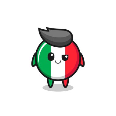 italy flag cartoon with an arrogant expression , cute style design for t shirt, sticker, logo element