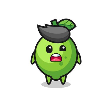 the shocked face of the cute lime mascot , cute style design for t shirt, sticker, logo element