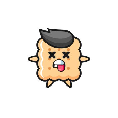 character of the cute cracker with dead pose , cute style design for t shirt, sticker, logo element
