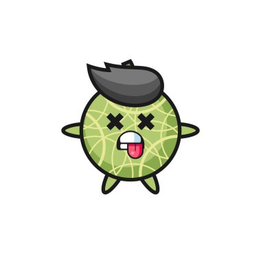 character of the cute melon fruit with dead pose , cute style design for t shirt, sticker, logo element