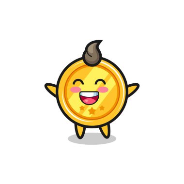 happy baby medal cartoon character , cute style design for t shirt, sticker, logo element