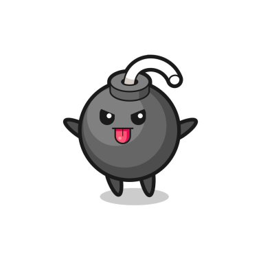 naughty bomb character in mocking pose , cute style design for t shirt, sticker, logo element