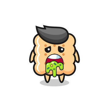 the cute cracker character with puke , cute style design for t shirt, sticker, logo element