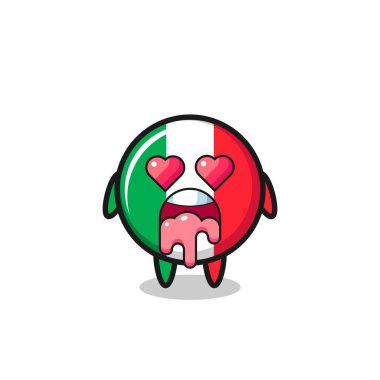 the falling in love expression of a cute italy flag with heart shaped eyes , cute style design for t shirt, sticker, logo element