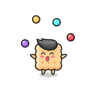the cracker circus cartoon juggling a ball , cute style design for t shirt, sticker, logo element