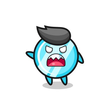 cute mirror cartoon in a very angry pose , cute style design for t shirt, sticker, logo element