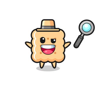 illustration of the cracker mascot as a detective who manages to solve a case , cute style design for t shirt, sticker, logo element