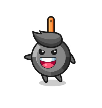 frying pan cartoon with very excited pose , cute style design for t shirt, sticker, logo element